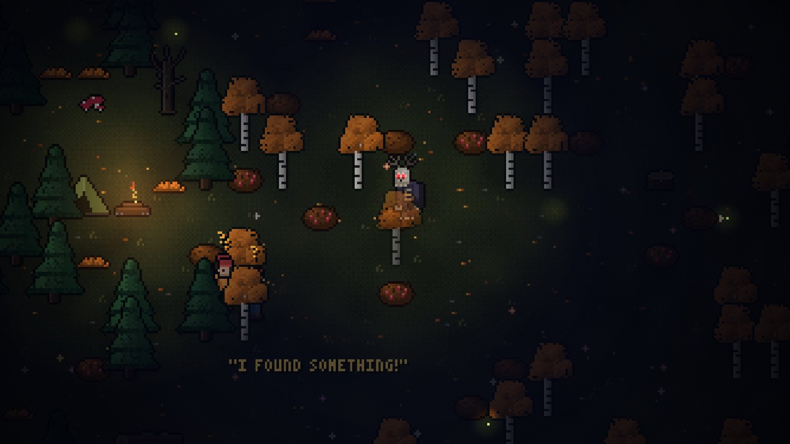 Campers at a night campfire walk toward a fake cry for help